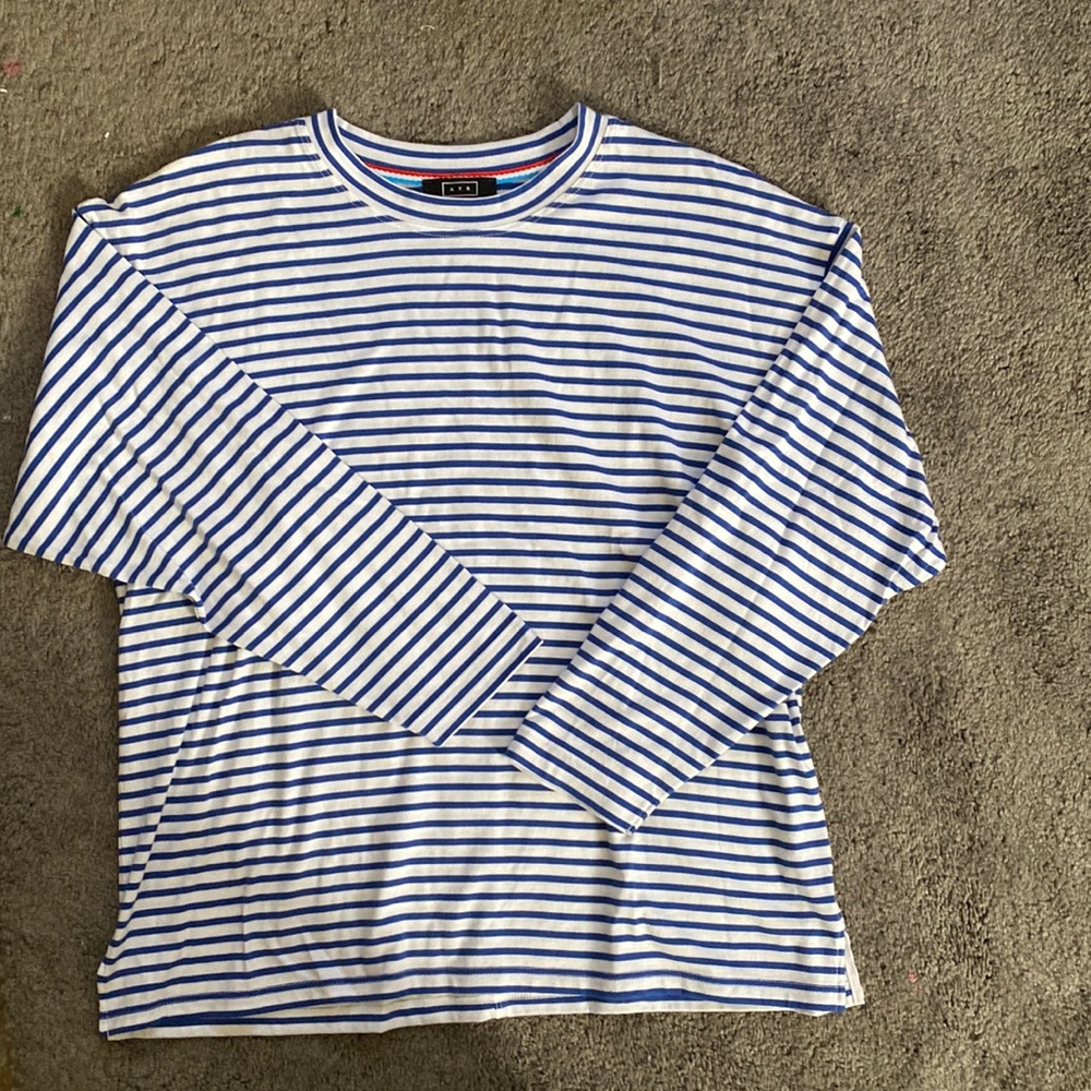 AYR Brand New wo tag The French Fry Bauhaus long sleeve top Blue/White